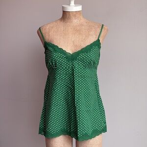 Aerie Green with White Polka Dot Cami Tank Medium